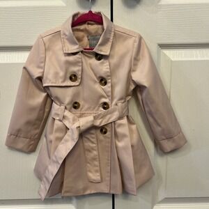 Tahari Baby Toddler Girl Belted Trench Rain Coat Jacket Size 18 Months Pink